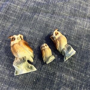 Ceramic Owl Figurine Set